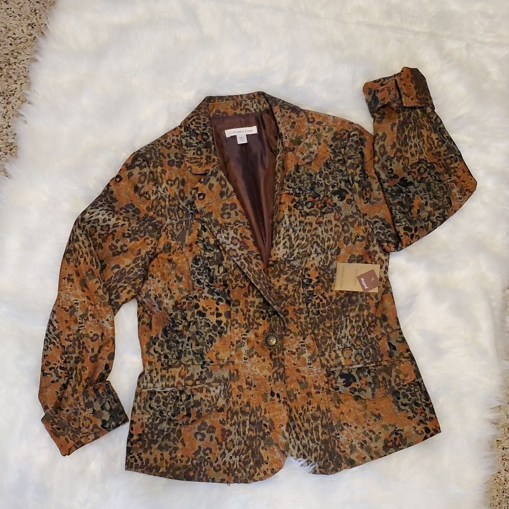 COLDWATER CREEK Fully Lined Animal Print Blazer with Pockets BRAND NEW WITH TAGS